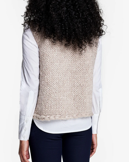 Hand-knitted Sleeveless Turtleneck Sweater