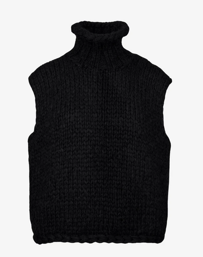 Hand-knitted Sleeveless Turtleneck Sweater
