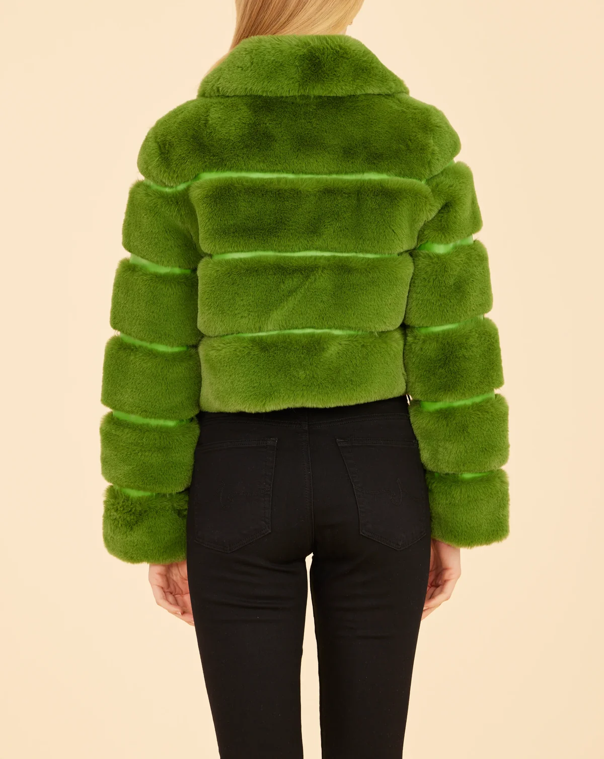 Paneled Faux Fur Vegan Leather Cropped Jacket