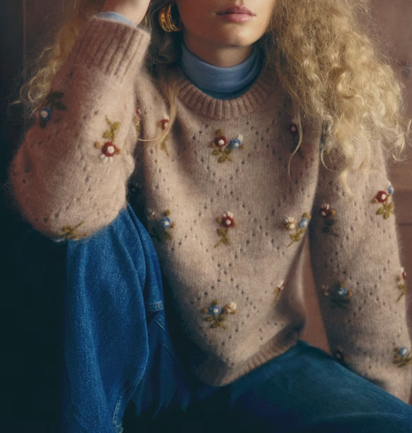 Printed knit sweater