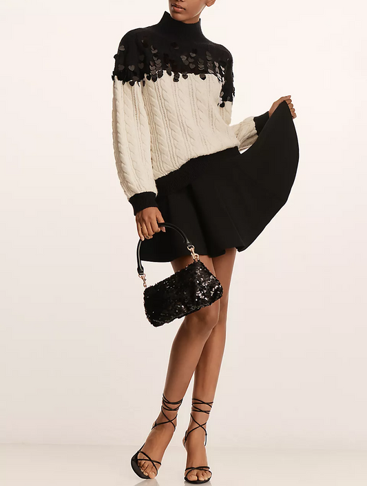 Colorblock Sequin Chunky Sweater
