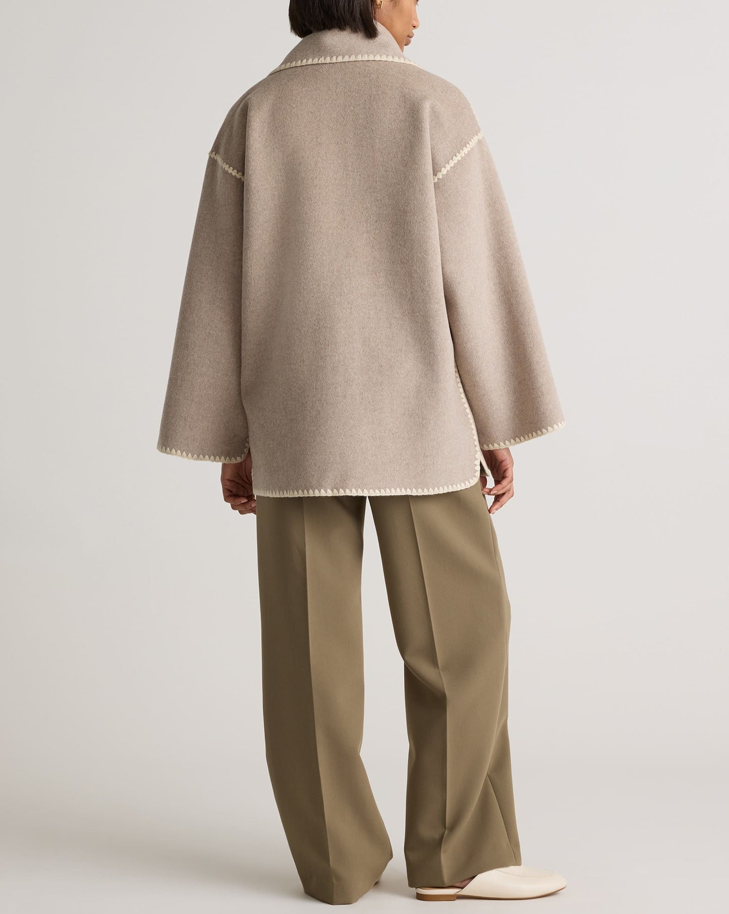 Double-Faced Wool Scarf Coat