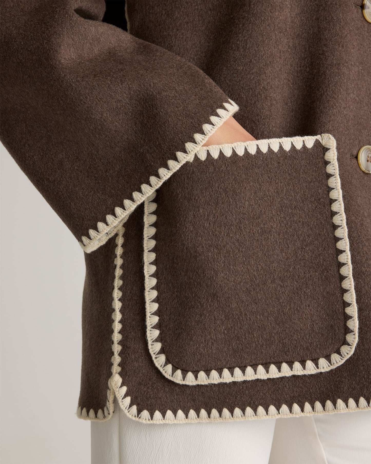 Double-Faced Wool Scarf Coat