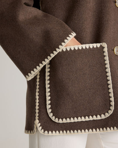 Double-Faced Wool Scarf Coat