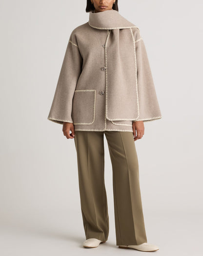 Double-Faced Wool Scarf Coat