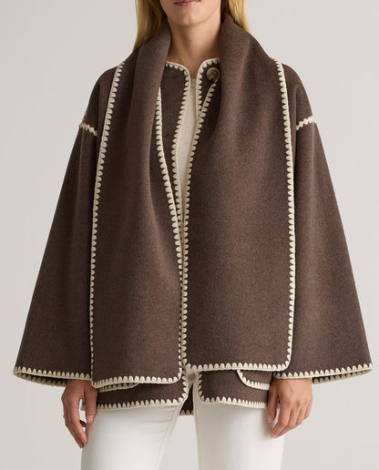 Double-Faced Wool Scarf Coat