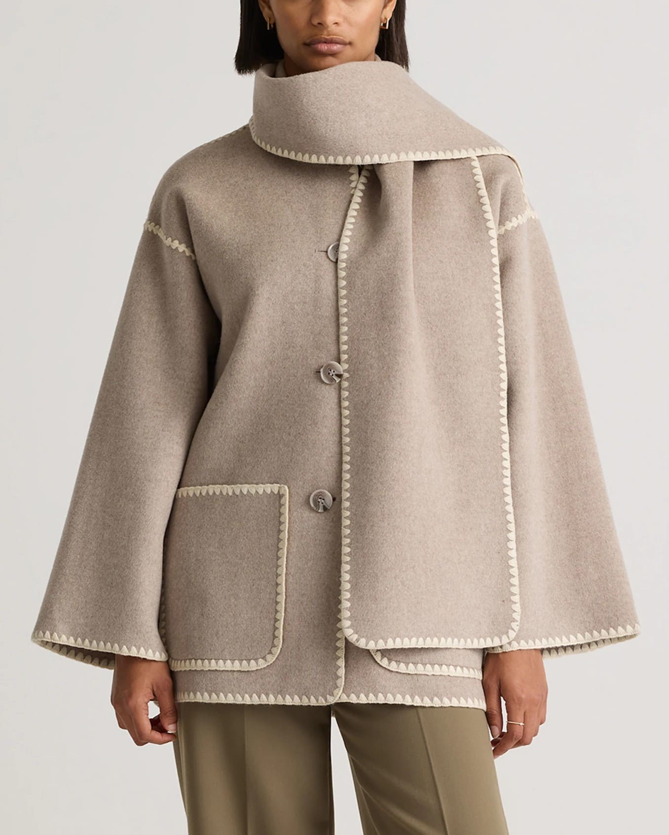 Double-Faced Wool Scarf Coat