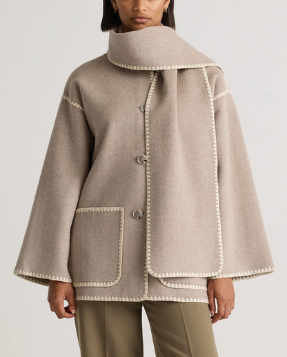 Double-Faced Wool Scarf Coat