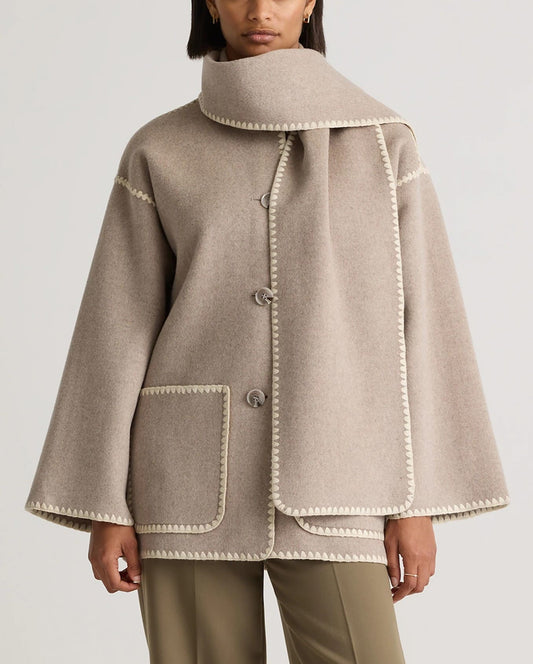Double-Faced Wool Scarf Coat