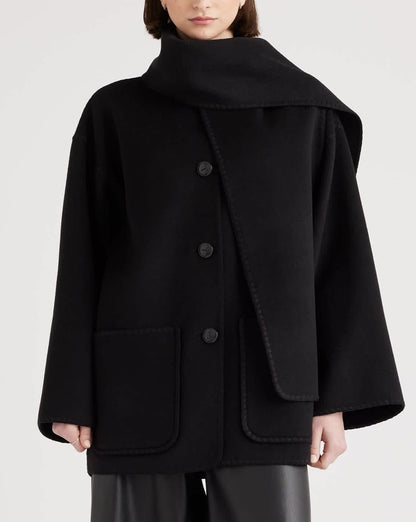 Double-Faced Wool Scarf Coat