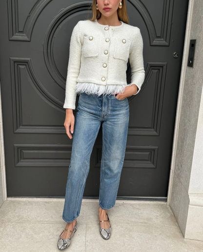 Feather Fringe Cardigan Jacket