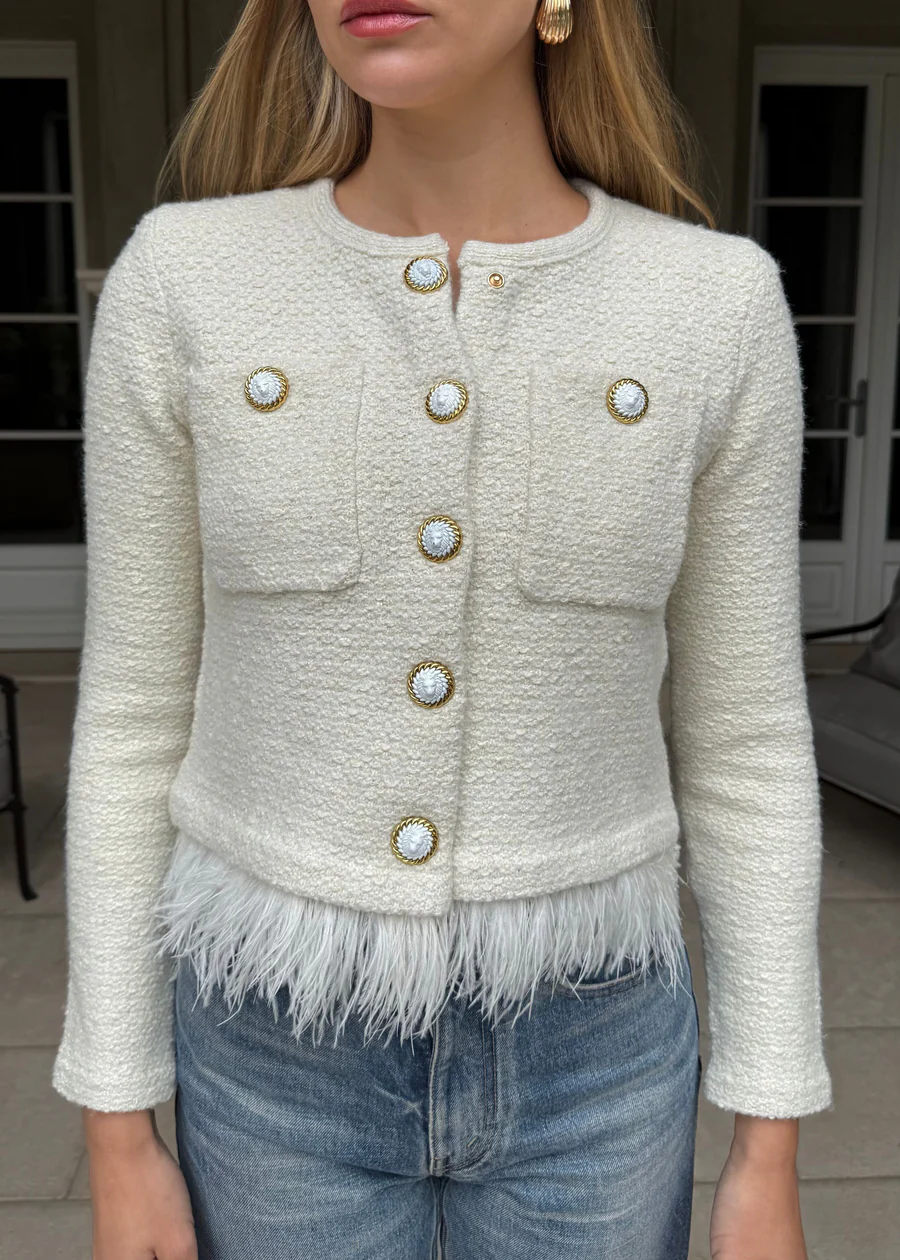 Feather Fringe Cardigan Jacket