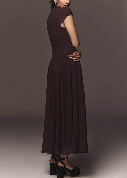 Brown sleeveless maxi dress