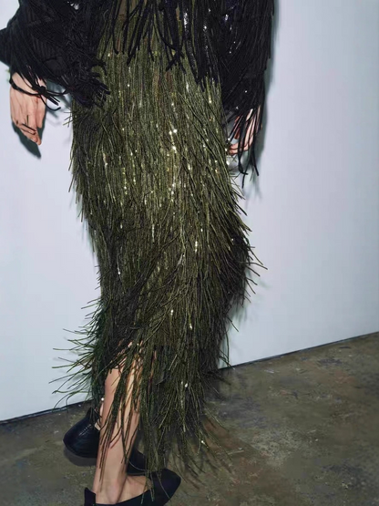 Sequin Tassel Party Skirt