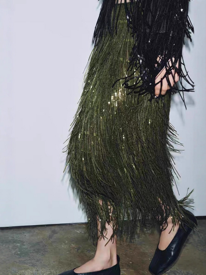 Sequin Tassel Party Skirt