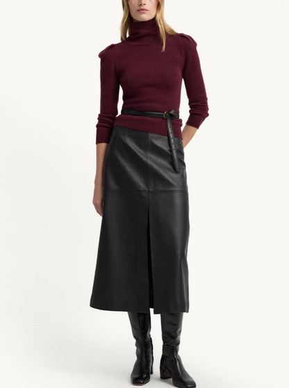 Pleated Cashmere Turtleneck