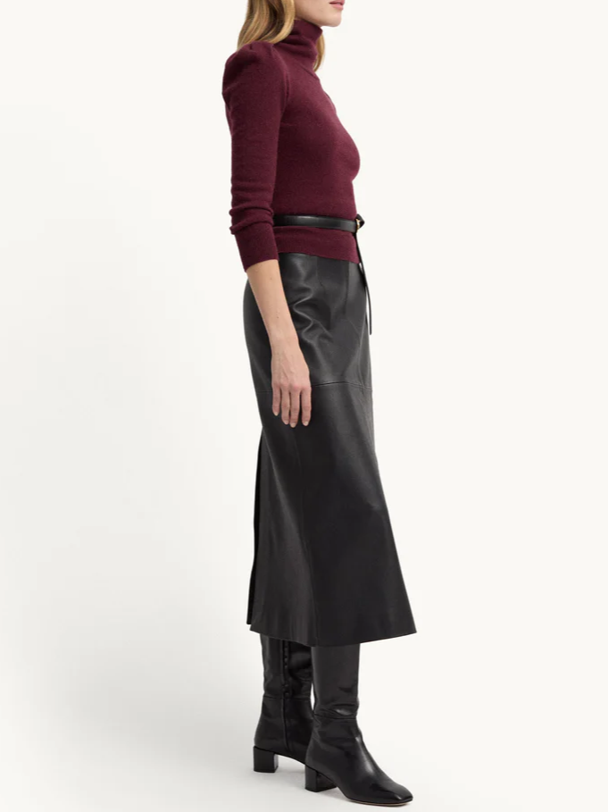 Pleated Cashmere Turtleneck