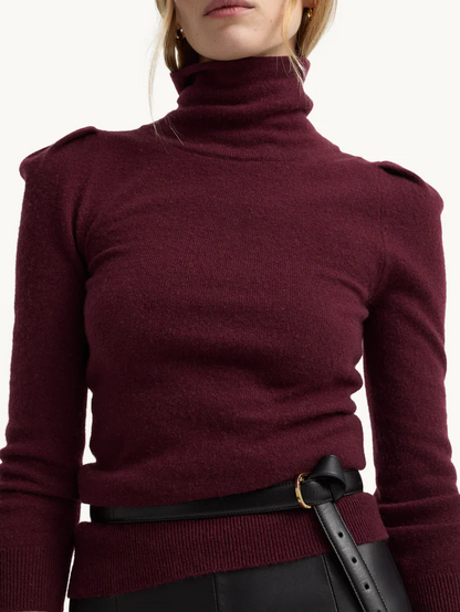 Pleated Cashmere Turtleneck
