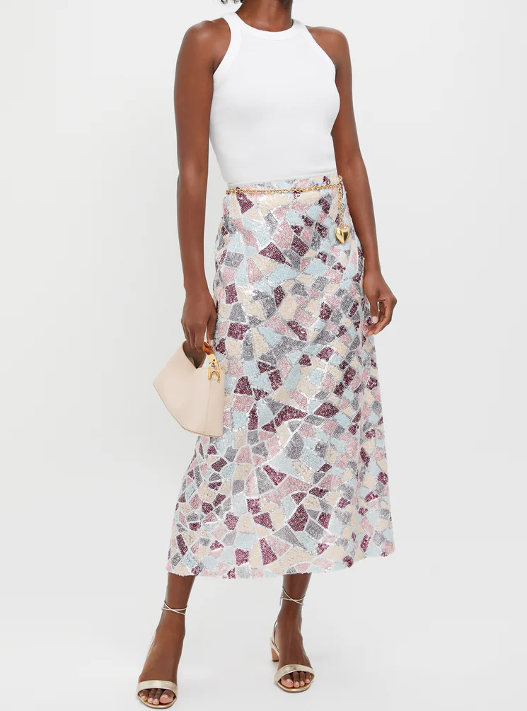 Sequin Flare Maxi Skirt