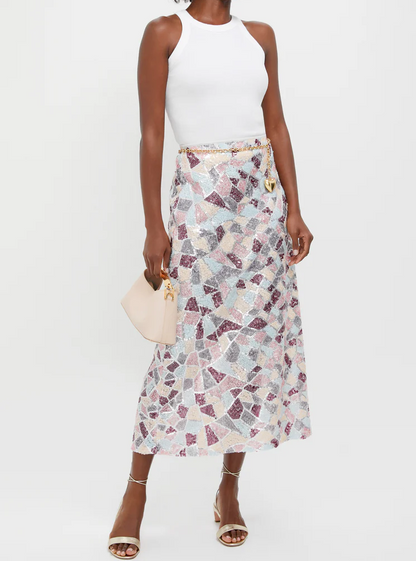 Sequin Flare Maxi Skirt