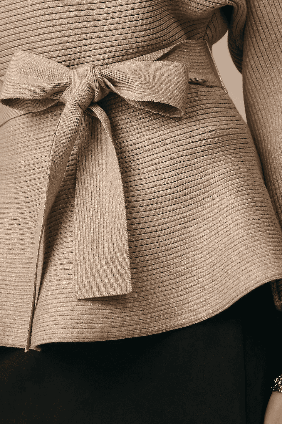 Ribbed Belted Sweater