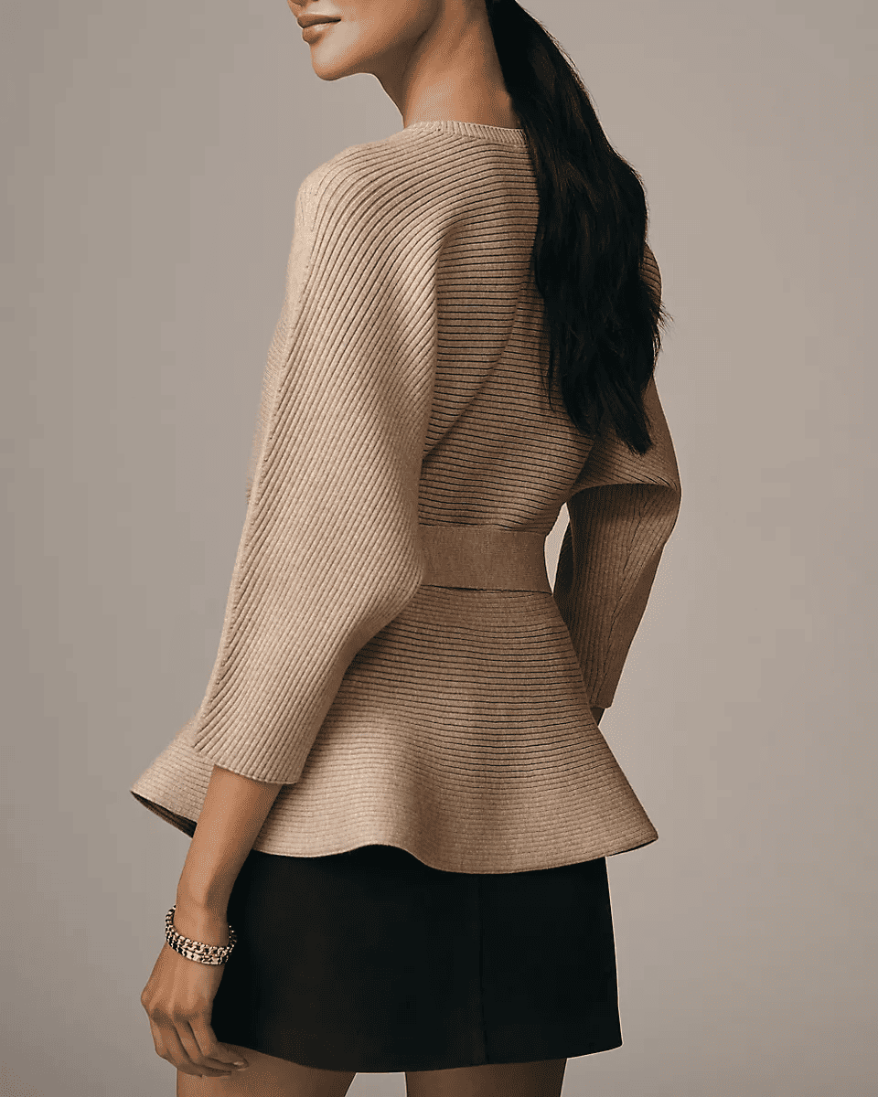 Ribbed Belted Sweater