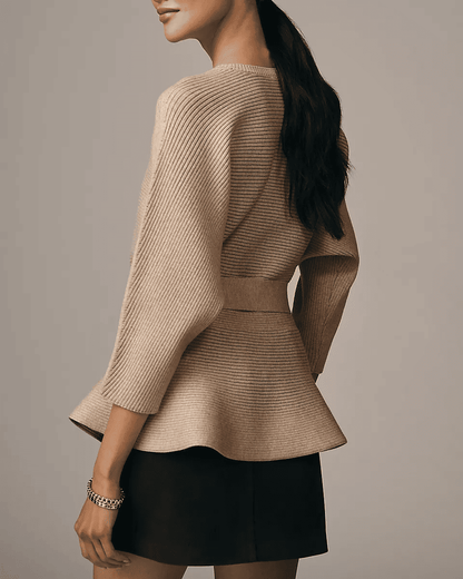 Ribbed Belted Sweater