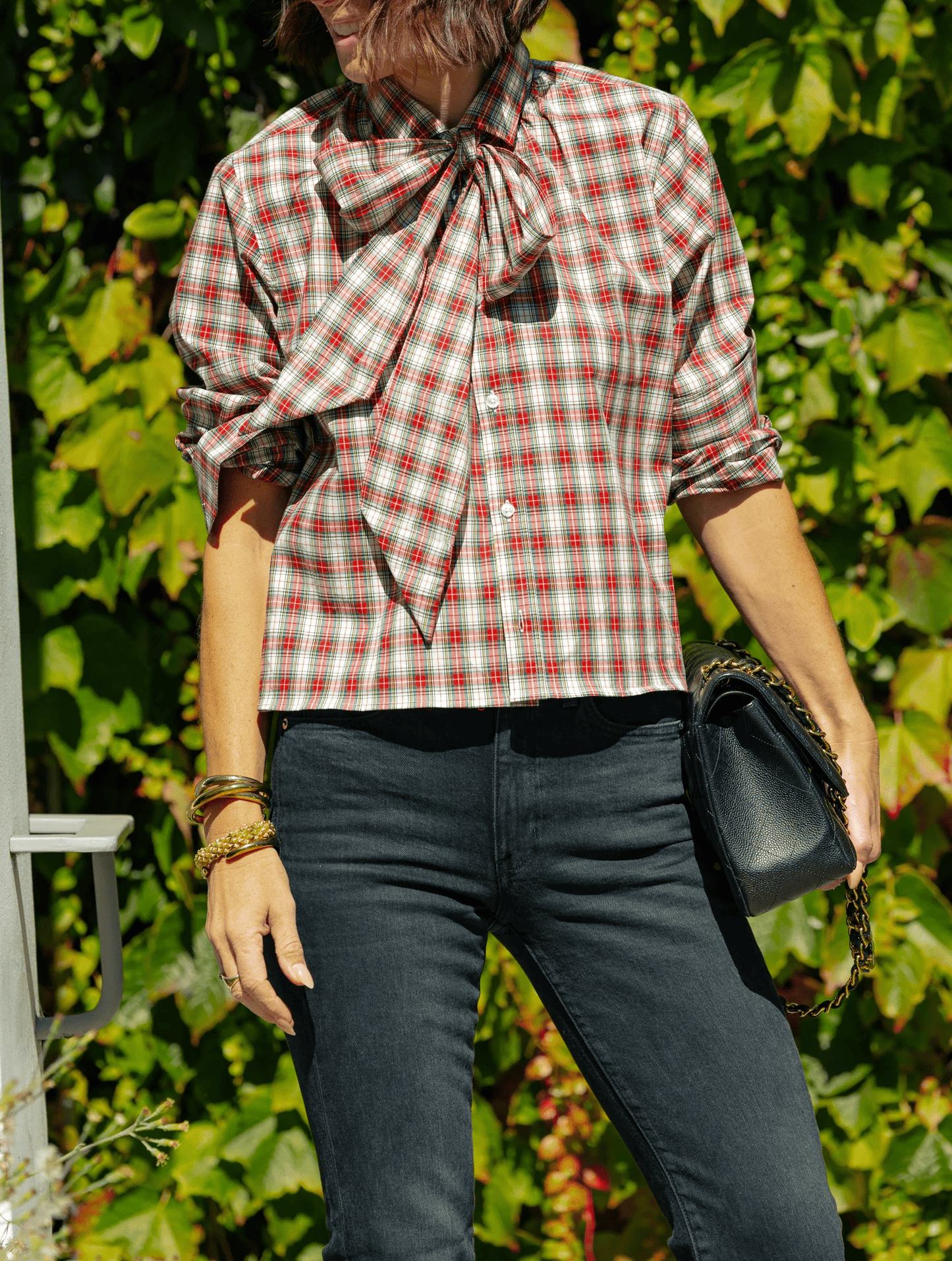 Bow Tie Holiday Plaid Shirt