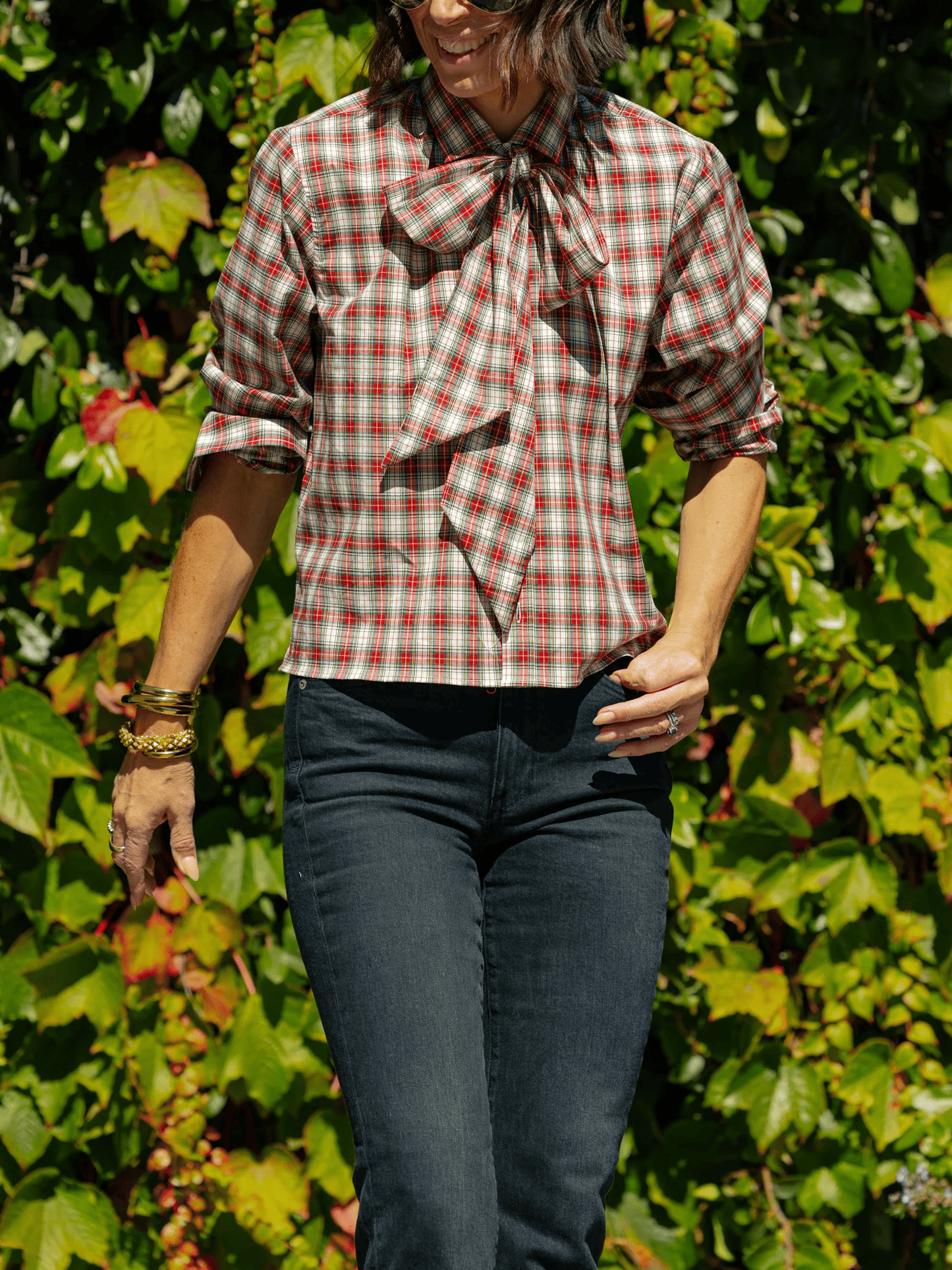 Bow Tie Holiday Plaid Shirt