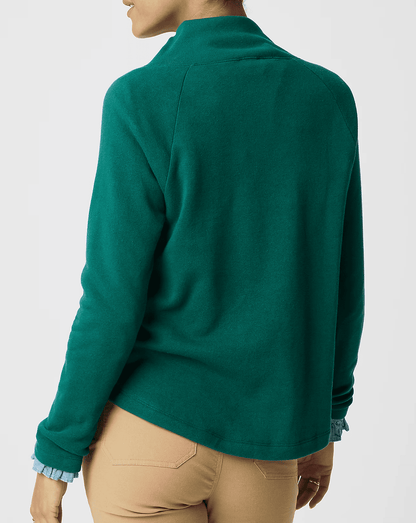 Jewel-button mockneck pullover