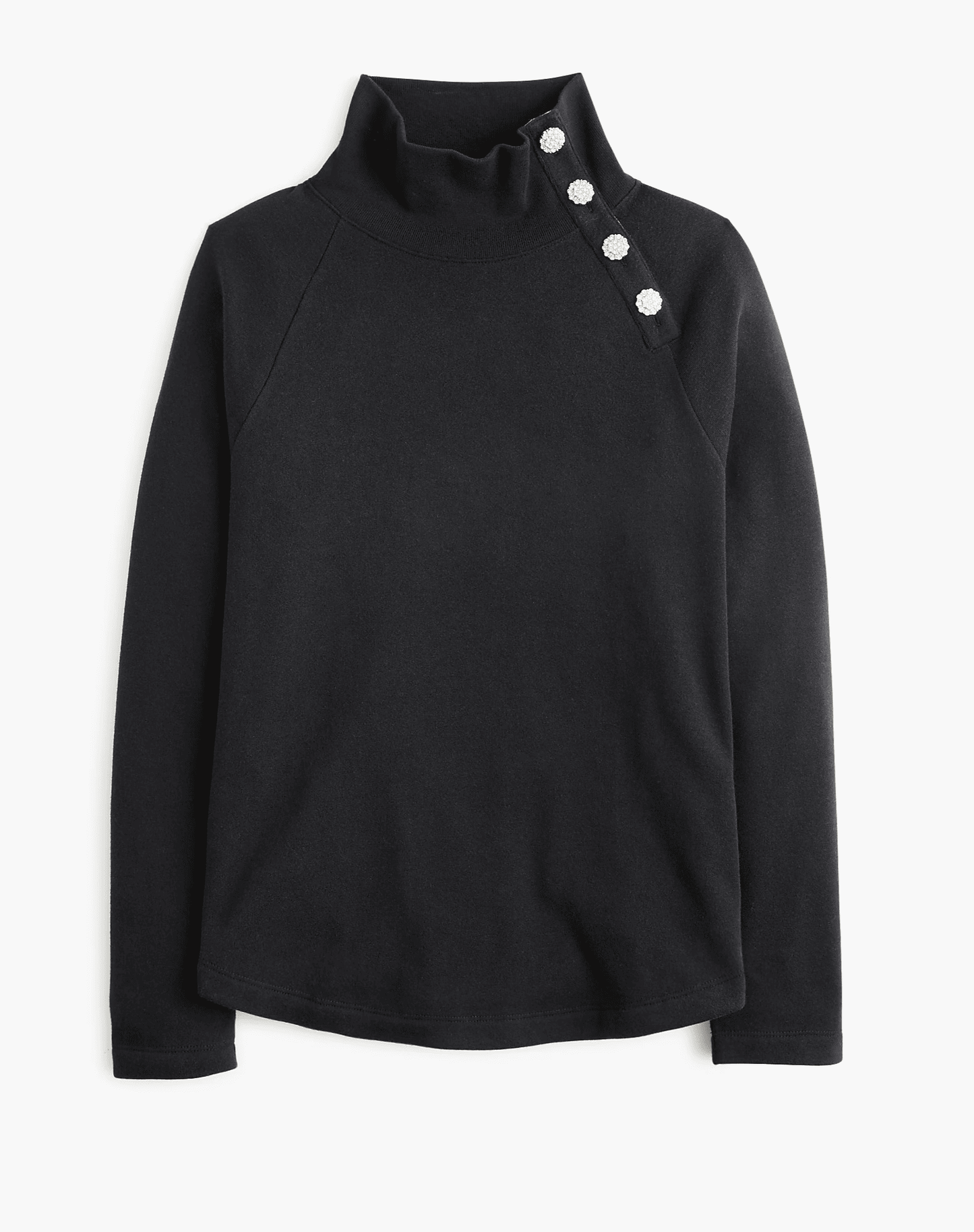 Jewel-button mockneck pullover