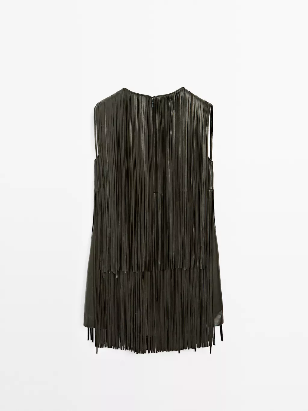 Short nappa leather dress with fringing