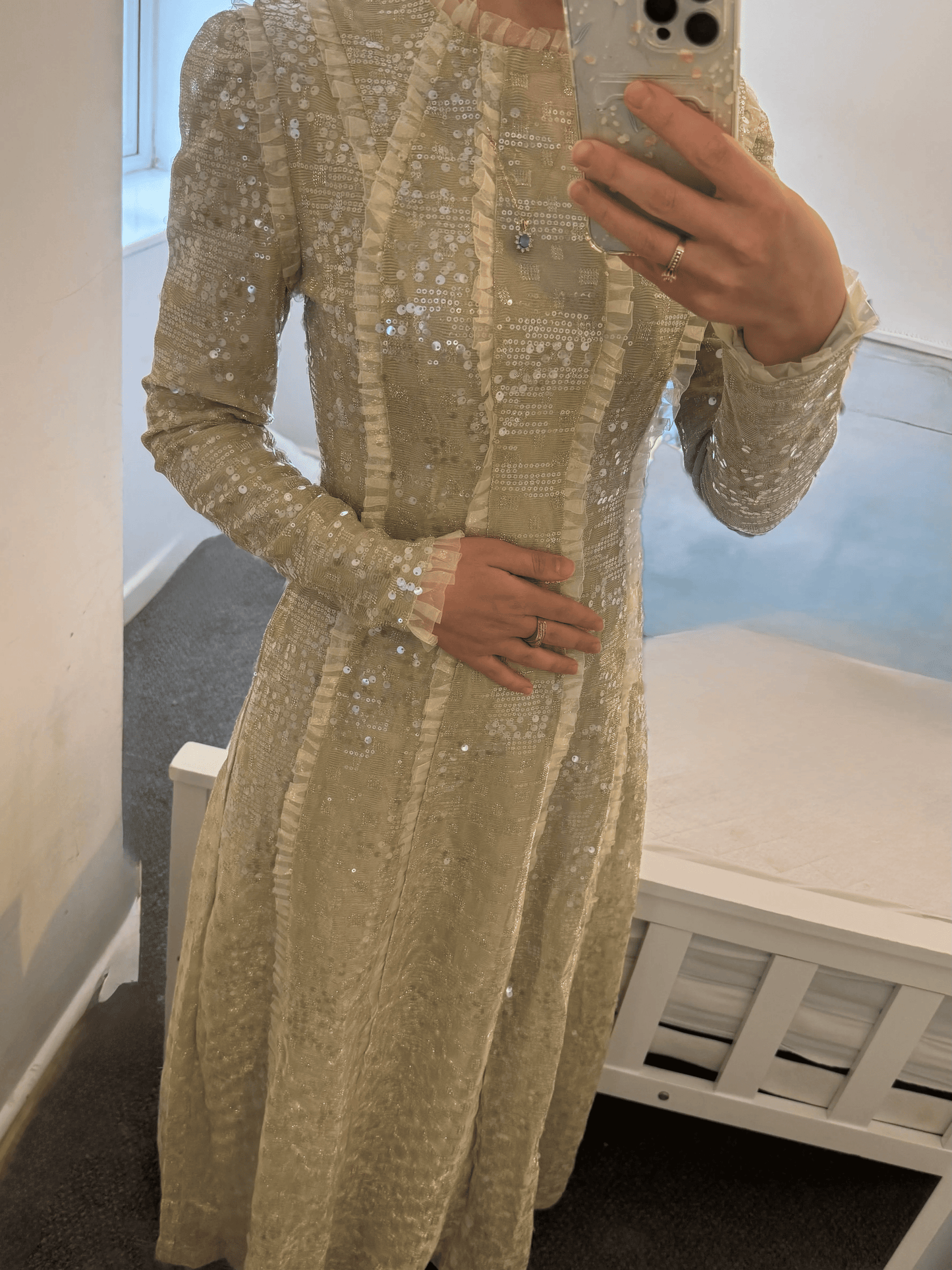 Apricot Sequin Maxi Dress