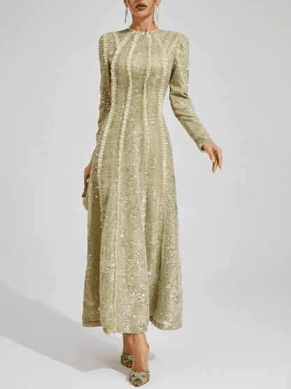 Apricot Sequin Maxi Dress