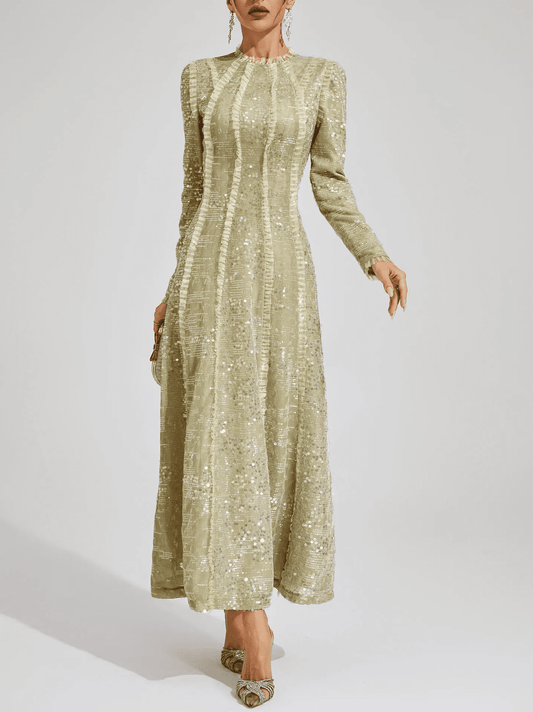 Apricot Sequin Maxi Dress