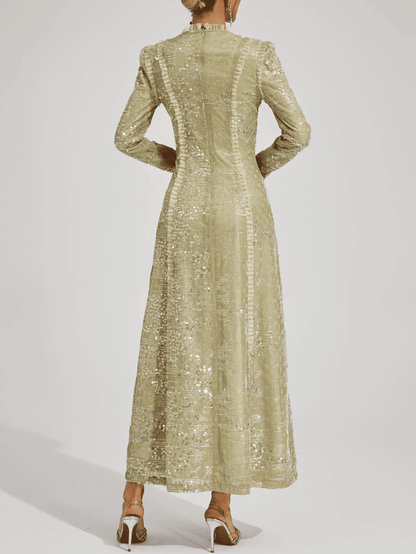 Apricot Sequin Maxi Dress