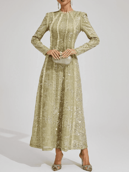 Apricot Sequin Maxi Dress