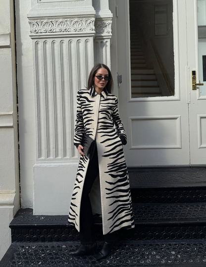 Zebra-stripe Chenille Coat