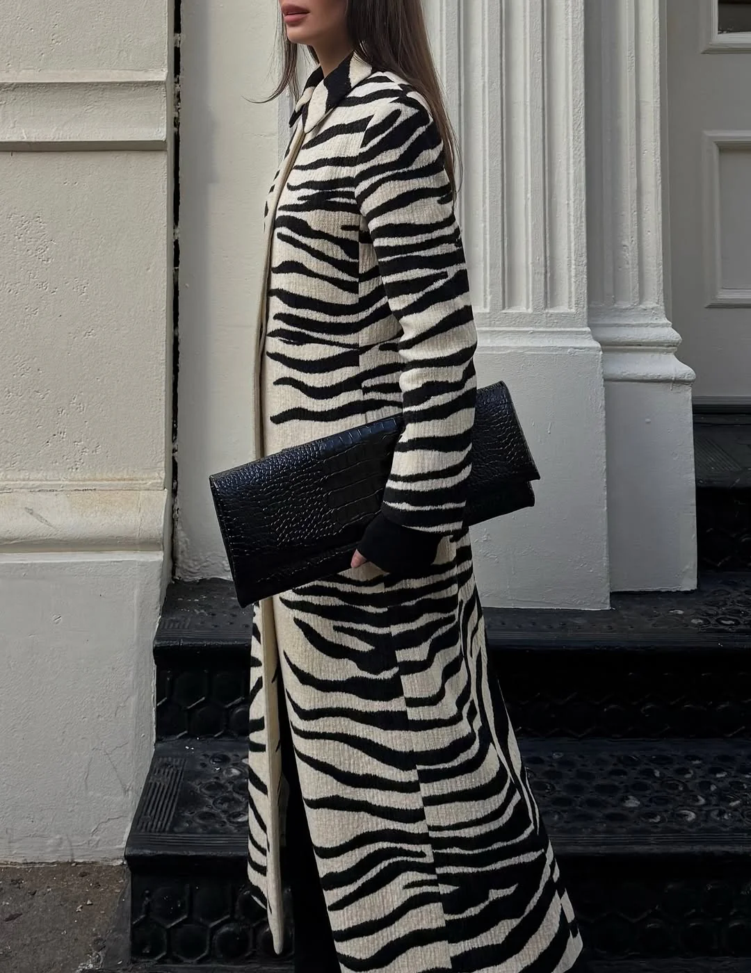Zebra-stripe Chenille Coat