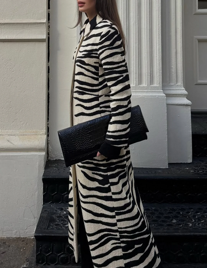 Zebra-stripe Chenille Coat