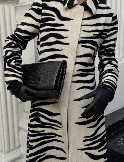 Zebra-stripe Chenille Coat