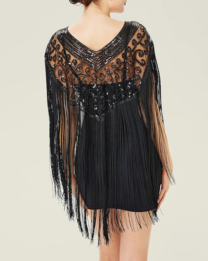 Sequin Beaded Party Shawl Cape