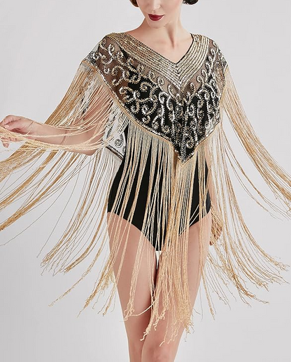 Sequin Beaded Party Shawl Cape