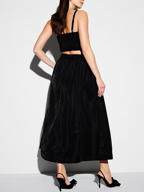 High-Waisted Velvet Midi Skirt