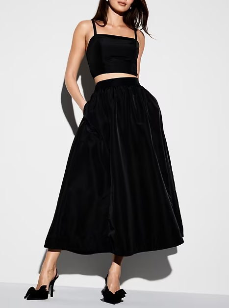 High-Waisted Velvet Midi Skirt