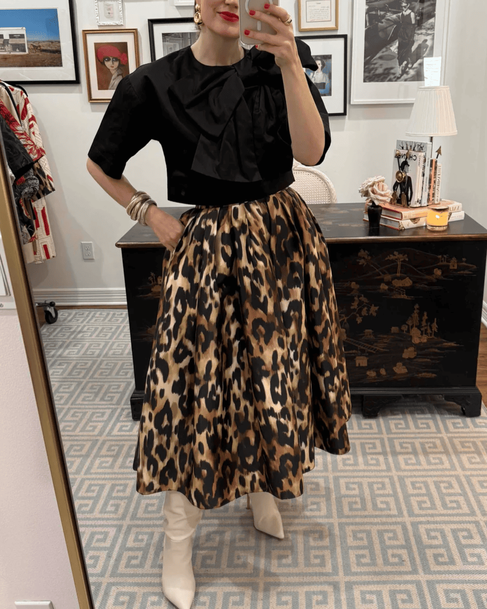 Leopard-print skirt with pockets