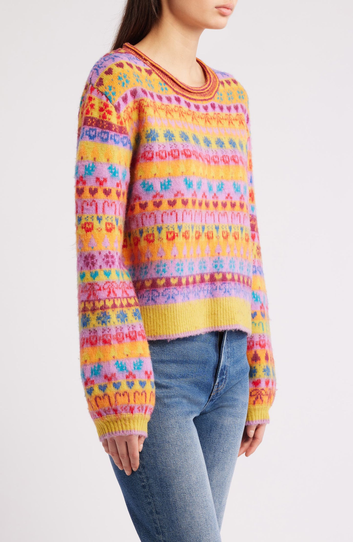 Multi-color printed knit sweater