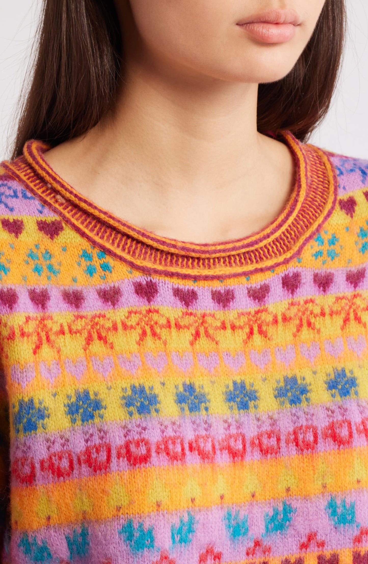 Multi-color printed knit sweater