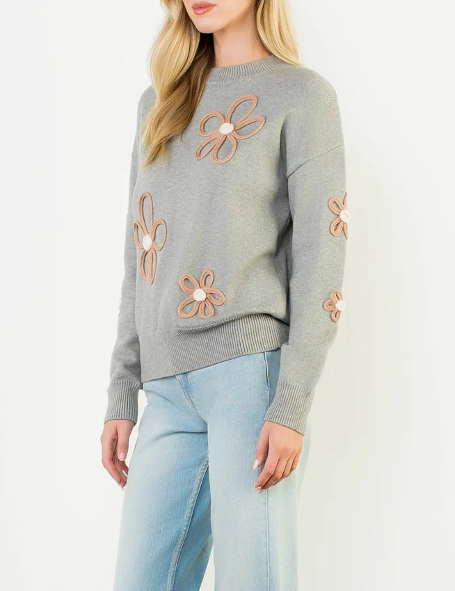 Floral Detail Knit Sweater