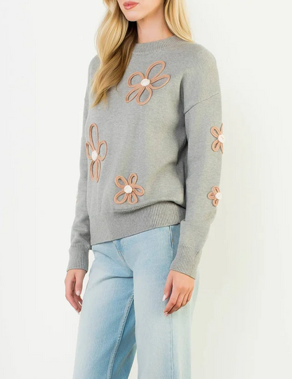Floral Detail Knit Sweater